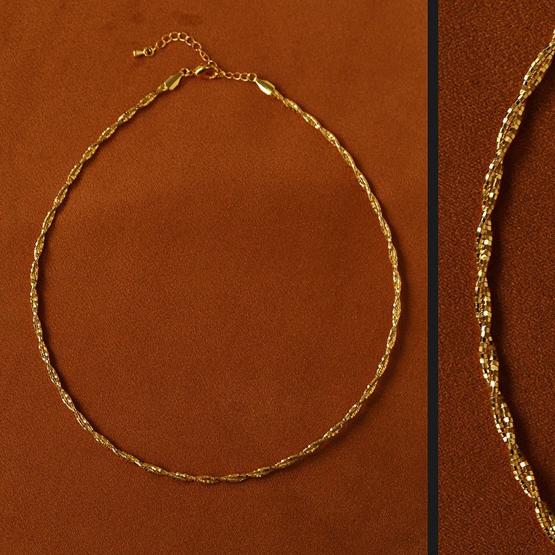 Textured Gold Chain Necklaces & Pearl Charms - floysun