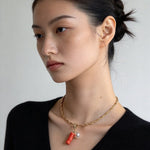 Textured Gold Chain Necklaces & Pearl Charms - floysun