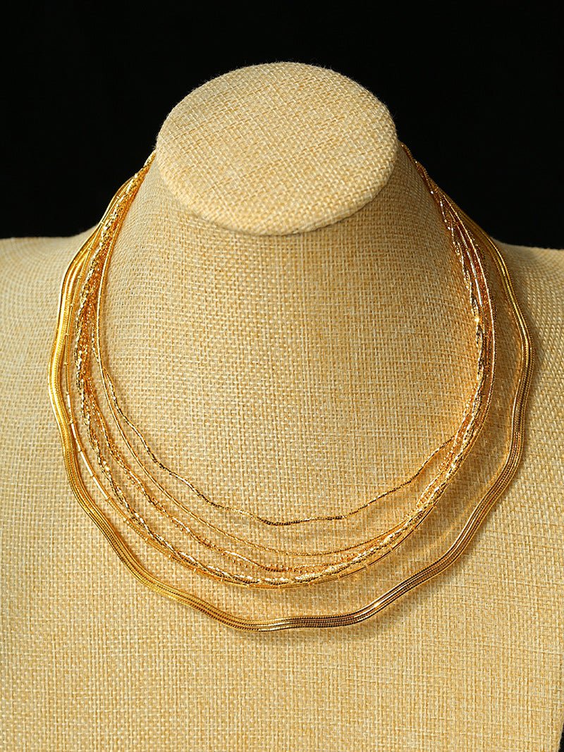 Textured Gold Chain Necklaces & Pearl Charms - floysun