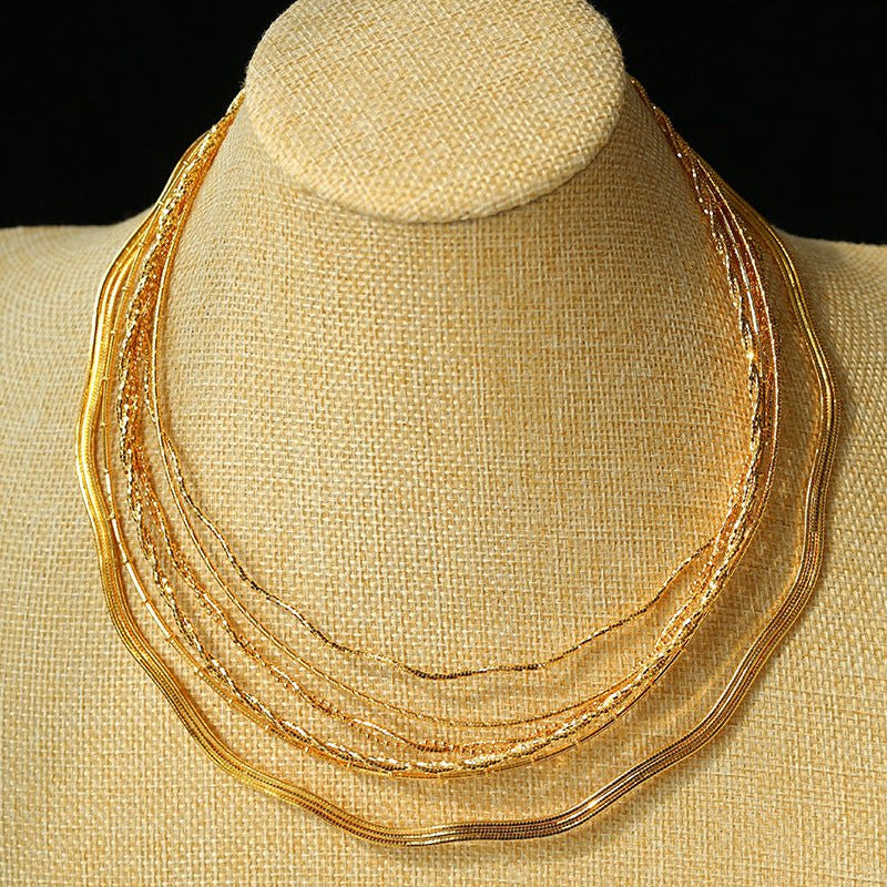 Textured Gold Chain Necklaces & Pearl Charms - floysun