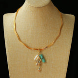 Textured Gold Chain Necklaces & Pearl Charms - floysun