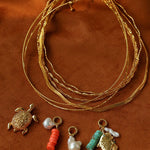 Textured Gold Chain Necklaces & Pearl Charms - floysun