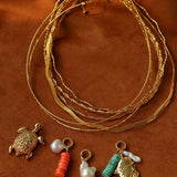 Textured Gold Chain Necklaces & Pearl Charms - floysun