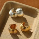 Textured Metal C - Shaped Earrings - floysun