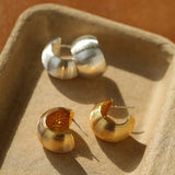 Textured Metal C - Shaped Earrings - floysun