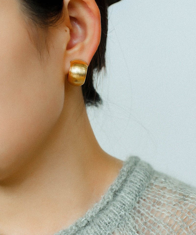 Textured Metal C - Shaped Earrings - floysun