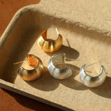 Textured Metal C - Shaped Earrings - floysun