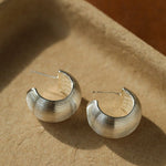 Textured Metal C - Shaped Earrings - floysun