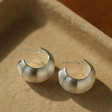 Textured Metal C - Shaped Earrings - floysun