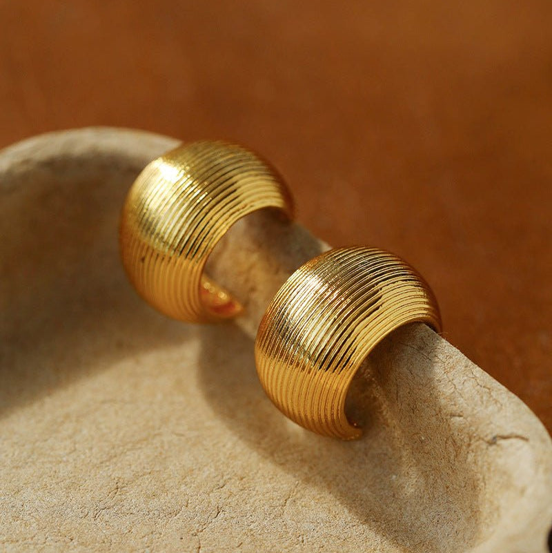 Textured Metal C - Shaped Earrings - floysun
