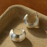 Textured Metal C - Shaped Earrings - floysun