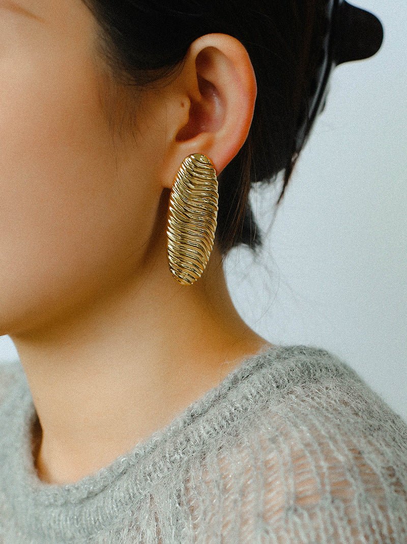 Textured Oval Statement Earrings - floysun