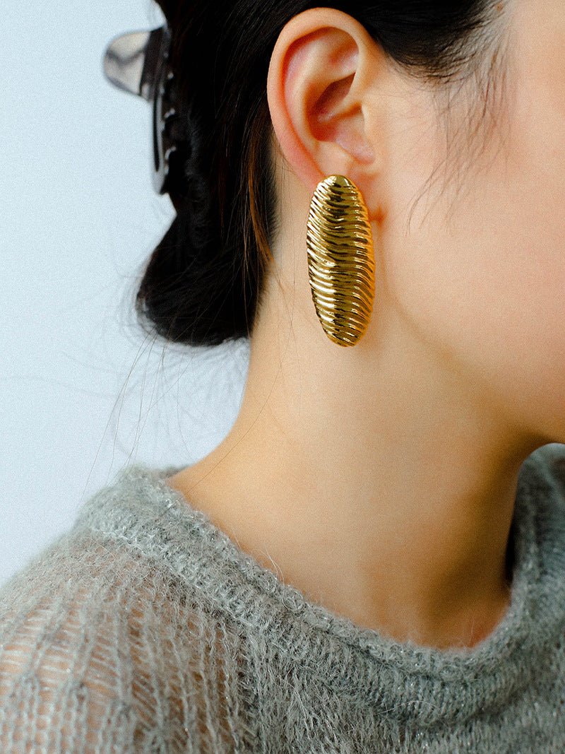 Textured Oval Statement Earrings - floysun