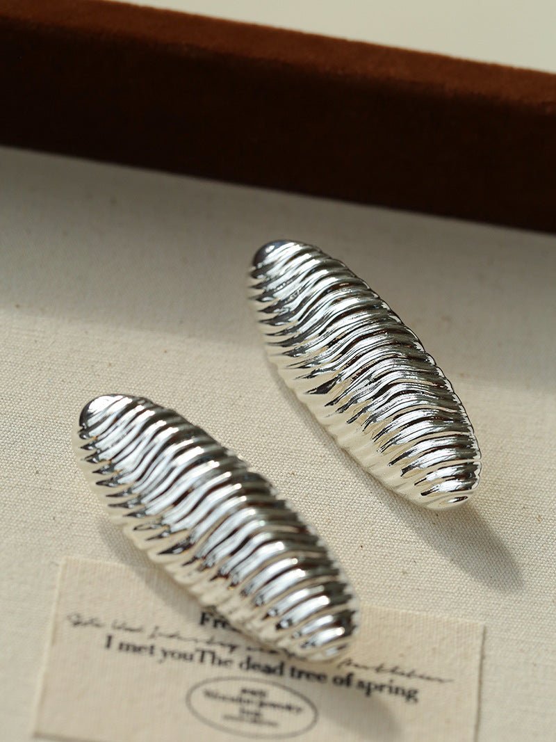 Textured Oval Statement Earrings - floysun