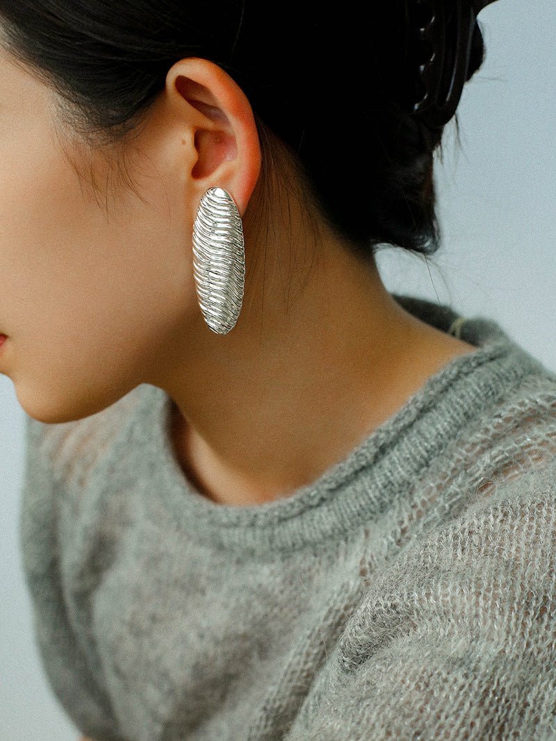 Textured Oval Statement Earrings - floysun