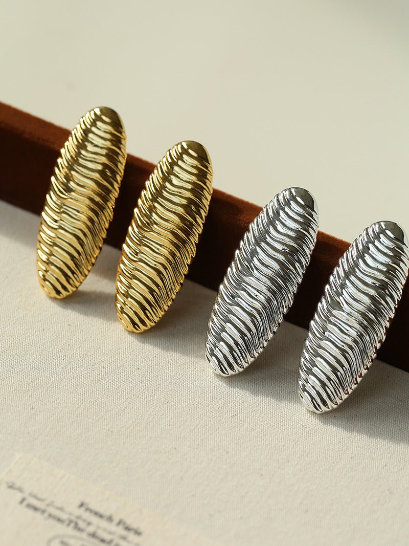 Textured Oval Statement Earrings - floysun