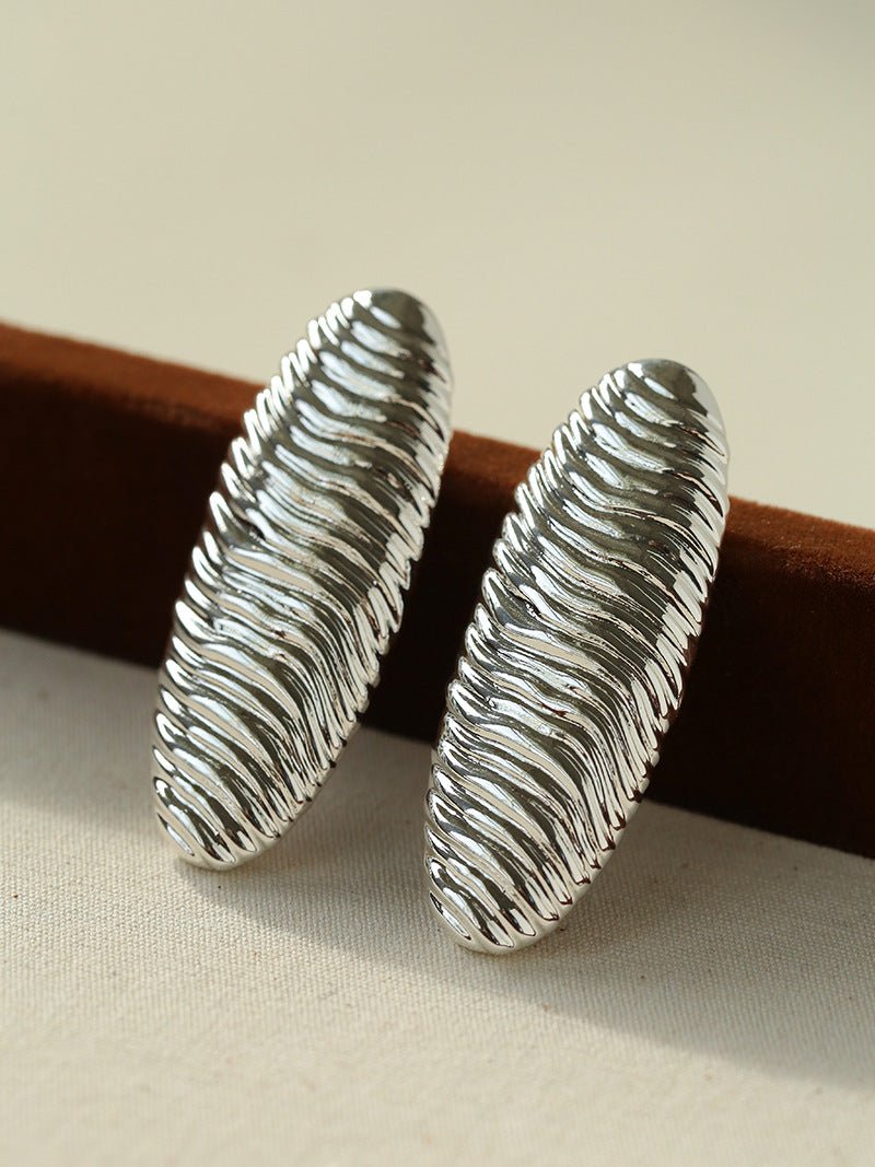Textured Oval Statement Earrings - floysun