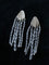Textured Silver Vertical Stripe Shell Fringe Tassel Drop Earrings - floysun