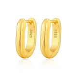 Textured U‑Shape Two‑Tone Huggie Hoop Earrings - floysun
