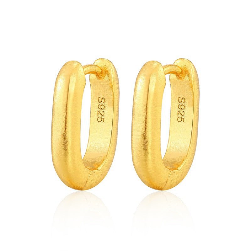 Textured U‑Shape Two‑Tone Huggie Hoop Earrings - floysun