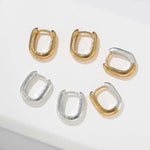 Textured U‑Shape Two‑Tone Huggie Hoop Earrings - floysun