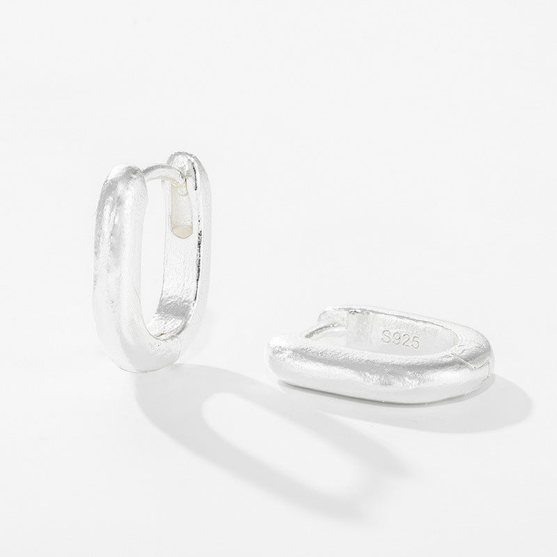 Textured U‑Shape Two‑Tone Huggie Hoop Earrings - floysun