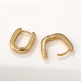 Textured U‑Shape Two‑Tone Huggie Hoop Earrings - floysun