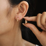 Textured U‑Shape Two‑Tone Huggie Hoop Earrings - floysun