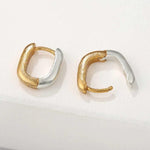 Textured U‑Shape Two‑Tone Huggie Hoop Earrings - floysun