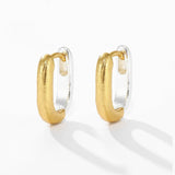 Textured U‑Shape Two‑Tone Huggie Hoop Earrings - floysun