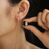 Textured U‑Shape Two‑Tone Huggie Hoop Earrings - floysun