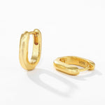 Textured U‑Shape Two‑Tone Huggie Hoop Earrings - floysun