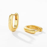 Textured U‑Shape Two‑Tone Huggie Hoop Earrings - floysun