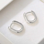 Textured U‑Shape Two‑Tone Huggie Hoop Earrings - floysun