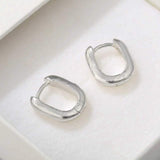 Textured U‑Shape Two‑Tone Huggie Hoop Earrings - floysun