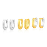 Textured U‑Shape Two‑Tone Huggie Hoop Earrings - floysun