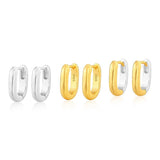 Textured U‑Shape Two‑Tone Huggie Hoop Earrings - floysun