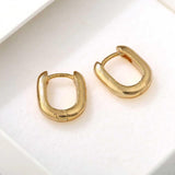 Textured U‑Shape Two‑Tone Huggie Hoop Earrings - floysun