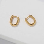 Textured U‑Shape Two‑Tone Huggie Hoop Earrings - floysun