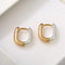 Textured U‑Shape Two‑Tone Huggie Hoop Earrings - floysun
