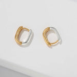 Textured U‑Shape Two‑Tone Huggie Hoop Earrings - floysun