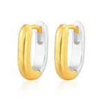Textured U‑Shape Two‑Tone Huggie Hoop Earrings - floysun