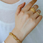 Textured Wrinkle Cubic Zirconia Open Ring - floysun