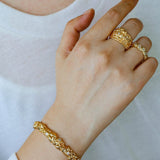 Textured Wrinkle Cubic Zirconia Open Ring - floysun
