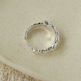 Textured Wrinkle Cubic Zirconia Open Ring - floysun