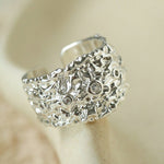 Textured Wrinkle Cubic Zirconia Open Ring - floysun