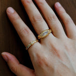 Textured Wrinkle Cubic Zirconia Open Ring - floysun