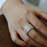 Textured Wrinkle Cubic Zirconia Open Ring - floysun