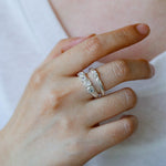 Textured Wrinkle Cubic Zirconia Open Ring - floysun