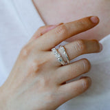 Textured Wrinkle Cubic Zirconia Open Ring - floysun